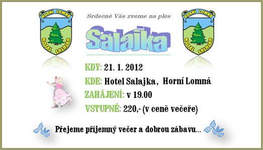 Pozvánka na ples hotelu Salajka